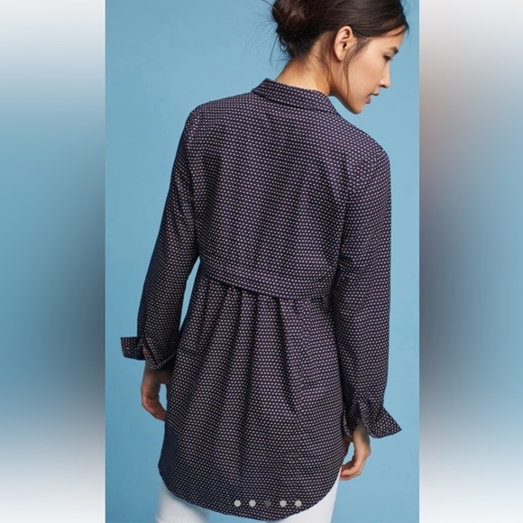 Maeve Anthropologie Aled Polka Dot Tunic M Preppy Oversized Casual New Girl Work - Picture 2 of 13